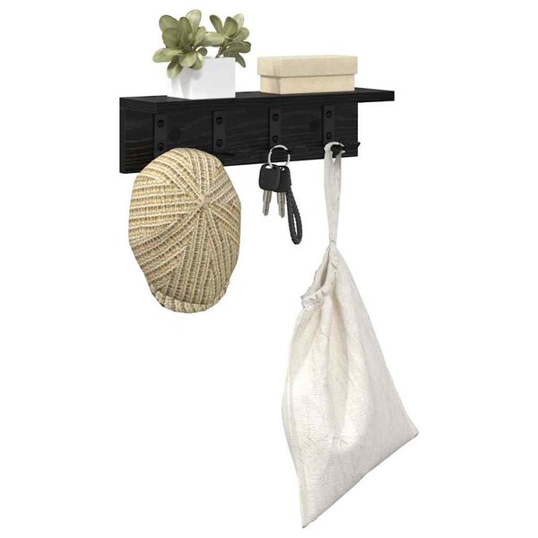 vidaXL Seinale kinnitatav riidepuu Must tamm 40 x 10.5 x 10.5 cm