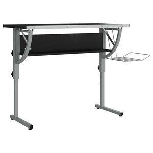 vidaXL k&auml;sit&ouml;&ouml;laud, must ja hall, 110x53x(58&ndash;87) cm, tehispuit/teras