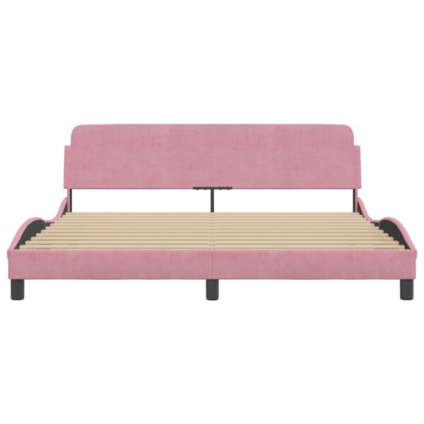 vidaXL voodiraam peatsiga Dover Roosa 180x200 cm samet