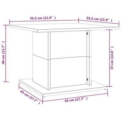 vidaXL kohvilaud, suitsutatud tamm, 55,5x55,5x40 cm, puitlaastplaat