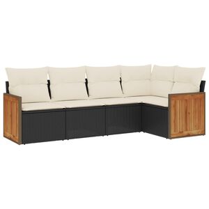 vidaXL 5-osaline aiadiivanikomplekt patjadega, must, pol&uuml;rotang