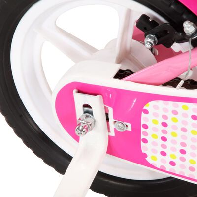 vidaXL laste jalgratas 12'', valge ja roosa