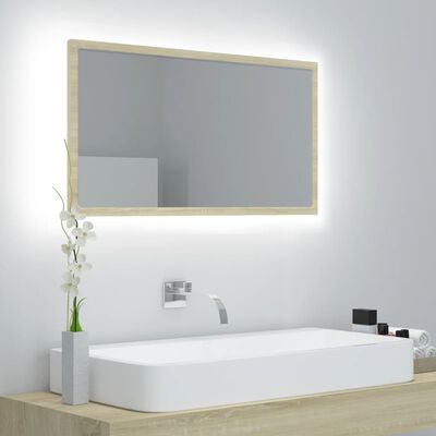 vidaXL LED vannitoa peeglikapp, Sonoma tamm, 80x8,5x37 cm, akrüül