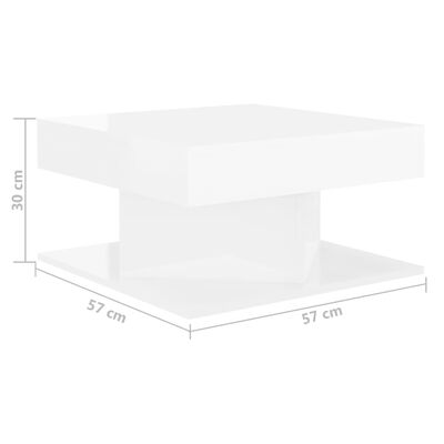 vidaXL kohvilaud, kõrgläikega valge, 57 x 57 x 30 cm, puitlaastplaat