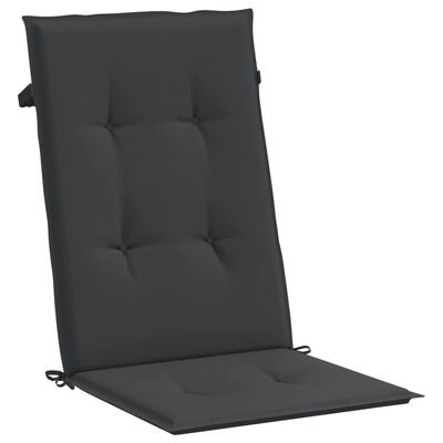vidaXL kõrge seljatoega toolipadjad 2 tk, must, 120x50x3 cm, kangas