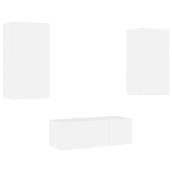 vidaXL 4-osaline telerikappide komplekt LED-tuledega, valge, tehispuit