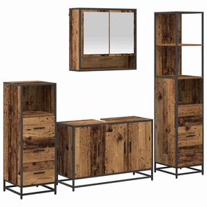 vidaXL Vannitoa m&ouml;&ouml;bleset sahtliga riiuliga 4 pcs Vana puit Tehispuit
