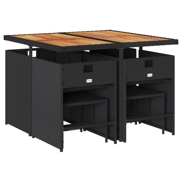 vidaXL 9-osaline aiam&ouml;&ouml;bli komplekt patjadega, must, pol&uuml;rotang