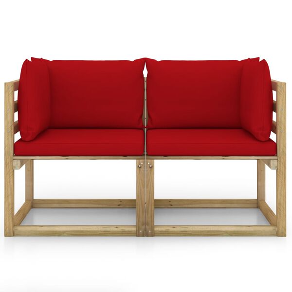 vidaXL kaubaalusest nurgadiivanid, padjad 2 tk roheimmutatud m&auml;nnipuit