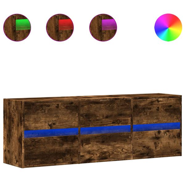 vidaXL teleri seinakapp LED-tuledega, suitsutamm, 130x31x45 cm