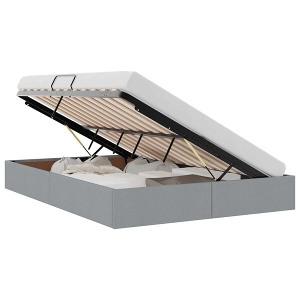 vidaXL Laos voodi madratsiga peaga Helehall 135 x 190 cm kangas