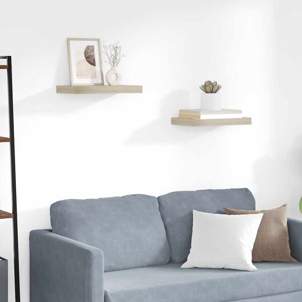 vidaXL seinariiulid, 2 tk, tammev&auml;rvi, 40 x 23 x 3,8 cm MDF