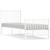 vidaXL metallist voodiraam peatsi ja jalutsiga, valge, 80 x 200 cm