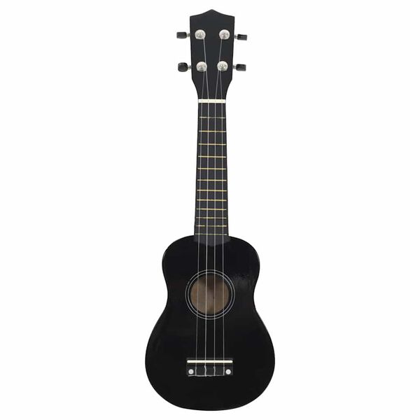vidaXL sopran ukulele komplekt kotiga lastele must 21"