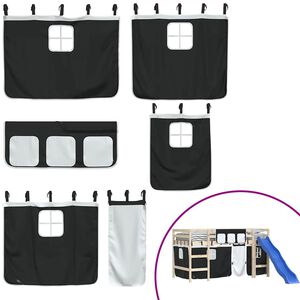 vidaXL kardinad k&otilde;rgele voodile, valge ja must, pol&uuml;ester