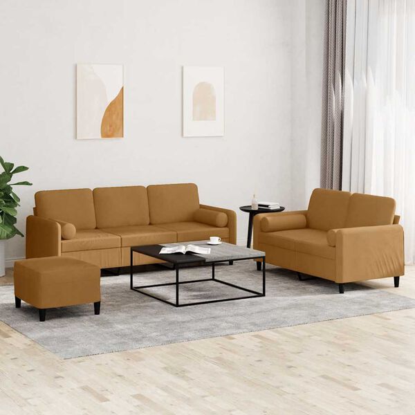 vidaXL 3-osaline diivanikomplekt patjadega, pruun, samet