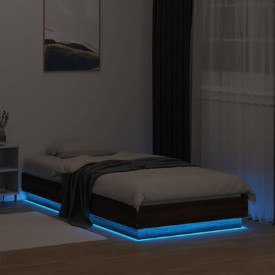 vidaXL voodiraam LED-tuledega, pruun tamm, 75 x 190 cm
