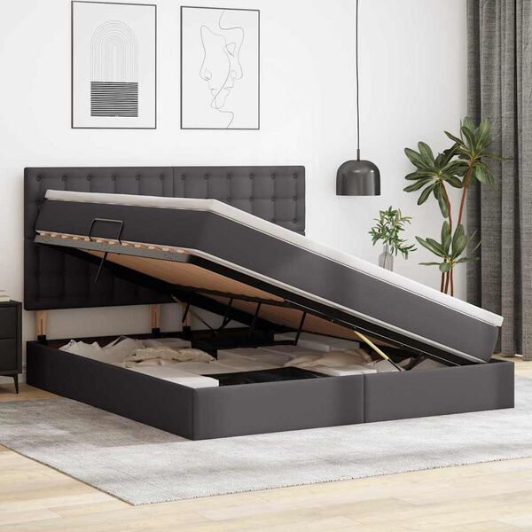 vidaXL Laos voodi madratsiga peaga Hall 180 x 200 cm Kunstnahk