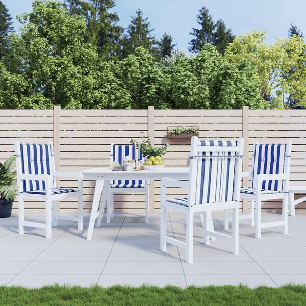 vidaXL madala seljatoega padjad 4 tk, sinise/valge triibuline, kangas