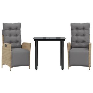 vidaXL 3-osaline aia s&ouml;&ouml;gim&ouml;&ouml;bli komplekt patjadega, beežid toonid