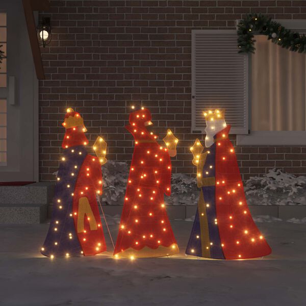 vidaXL 3 Wise Men Christmas Lighting 3 pcs Soe valge 105 cm kangas