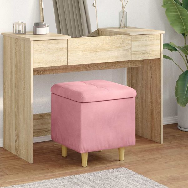 vidaXL Panipaigaga ottoman padjaga Roosa 40 x 40 x 45 cm Samet