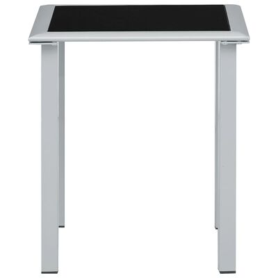 310541 vidaXL Garden Table Black and Silver 41x41x45 cm Steel and Glass