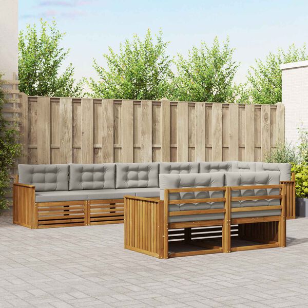 vidaXL V&auml;li diivanikomplekt padjaga 8 pcs Looduslik ja Hele Hall