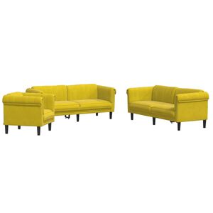 vidaXL 3-osaline diivanikomplekt, kollane, samet
