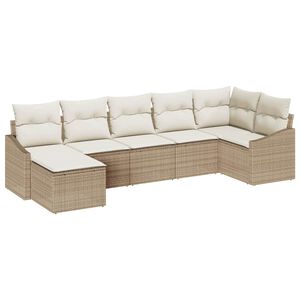 vidaXL Aia Diivanikomplekt padjaga 7 pcs Beez ja koor pol&uuml;rotang
