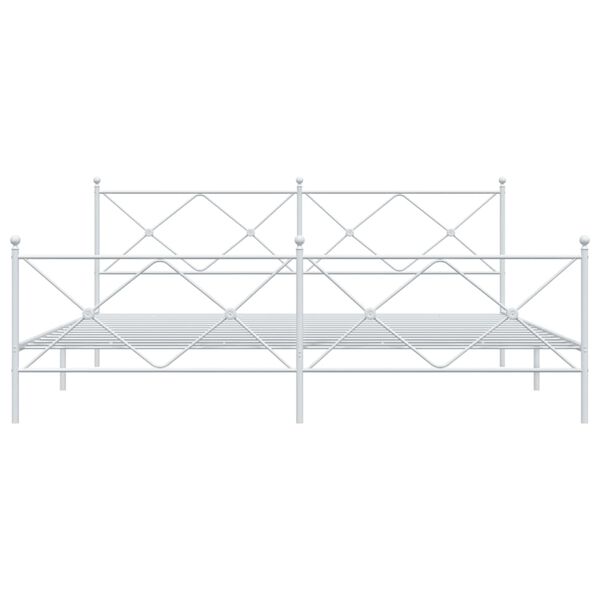 vidaXL metallist voodiraam peatsi ja jalutsiga, valge, 193x203 cm