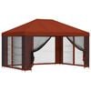 vidaXL Paviljon k&uuml;lgseinadega 4 &times; 3 m Terrakota Pol&uuml;ester ja teras