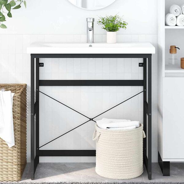 vidaXL vannitoa valamuraam, must, 79 x 38 x 83 cm, raud