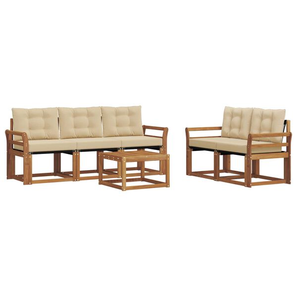 vidaXL V&auml;li diivanikomplekt padjaga 6 pcs Looduslik ja beež