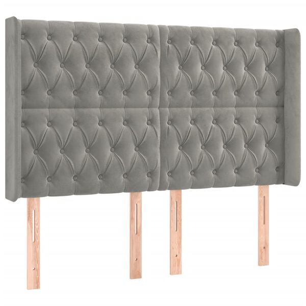 vidaXL LED-voodipeats, helehall, 163x16x118/128 cm, samet