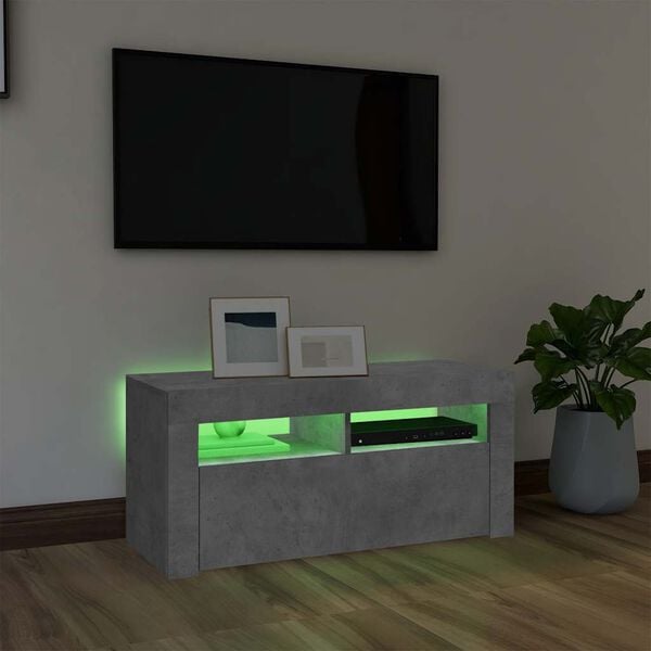 vidaXL telerialus LED-tuledega, betoonhall, 90 x 35 x 40 cm