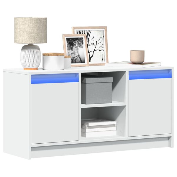 vidaXL telerikapp LED-tuledega, valge, 100 x 34 x 50 cm, tehispuit