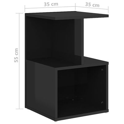 vidaXL öökapid, 2 tk, kõrgläikega must, 35x35x55 cm puitlaastplaat