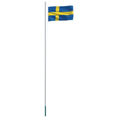 vidaXL Rootsi lipp ja lipumast, alumiinium, 6,2 m