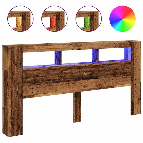 vidaXL LED voodipeats, vana puit 200x18,5x103,5 cm tehniline puit