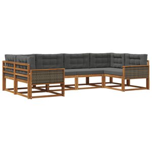 vidaXL V&auml;li diivanikomplekt padjaga 6 pcs Looduslik ja antriit
