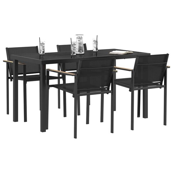 vidaXL V&auml;lis m&ouml;&ouml;bli komplekt 5 pcs Must ja Anthracite 140 x 70 x 73 cm
