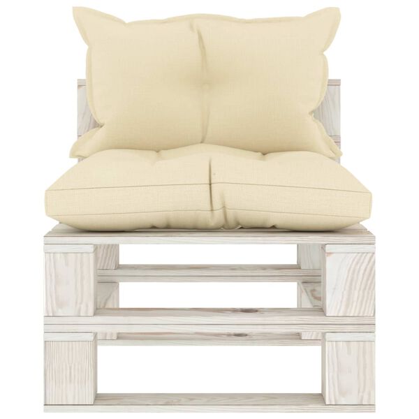 vidaXL kaubaalustest aiadiivani keskosa, kreemjad padjad, puit