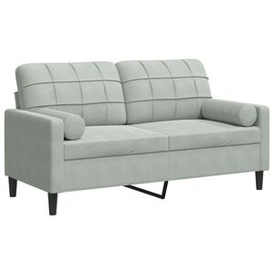 vidaXL 2-kohaline diivan patjadega, helehall, 140 cm, samet