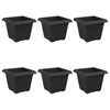 vidaXL Ruutlillepott 6 pcs Must 20 x 20 x 16 cm Plastmass
