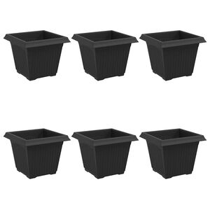 vidaXL Ruutlillepott 6 pcs Must 20 x 20 x 16 cm Plastmass