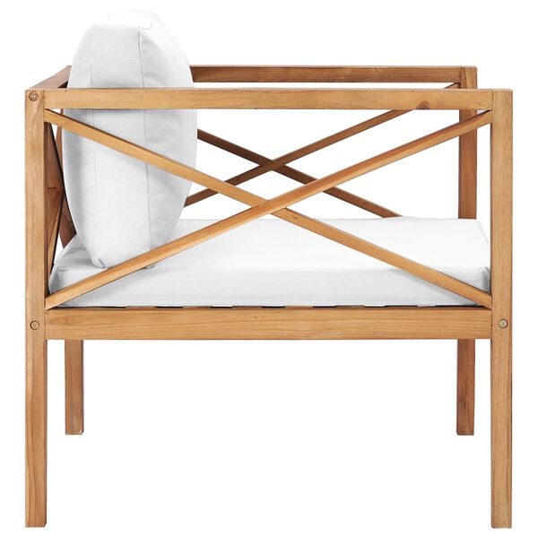 vidaXL aiatool kreemjasvalgete istmepatjadega, toekas tiikpuu