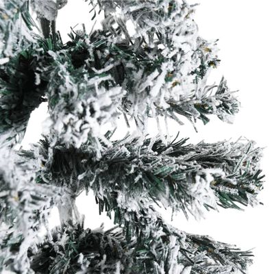 vidaXL kitsas poolik kunstkuusk lumiste okstega, 120 cm