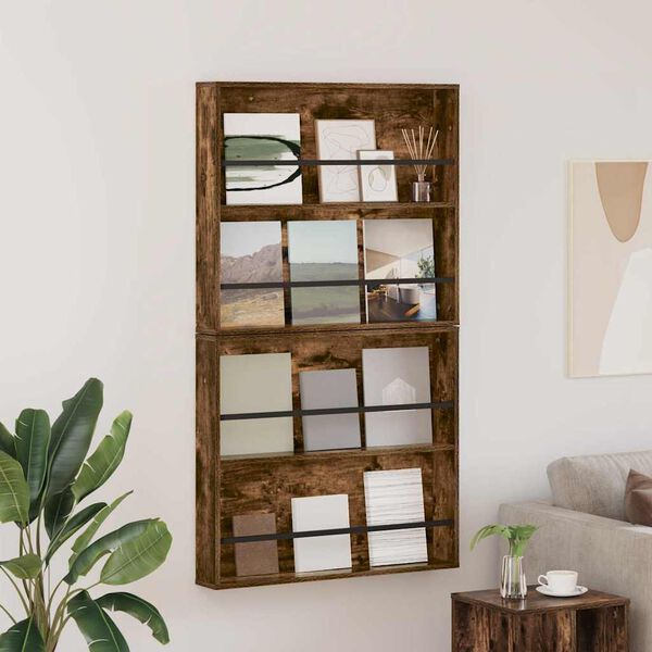 vidaXL Ajakirja riiul 2 pcs Suitsetatud tamm 80 x 12 x 70 cm Tehispuit