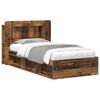 vidaXL Voodiraam ladustamisega peaga Vana puit 90 x 200 cm Tehispuit